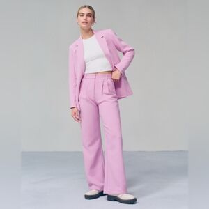 Abercrombie & Fitch Sloane Tailored High Rise Wide Leg Dress Pants Pink 32/14